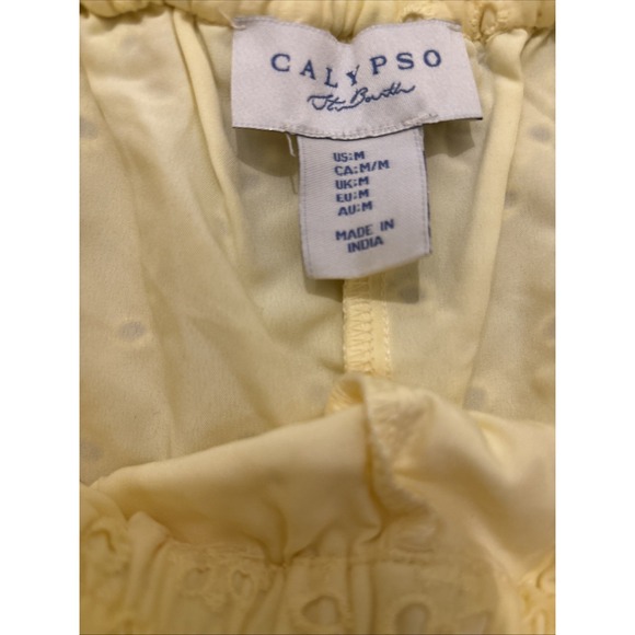 Calypso St Barth Yellow Medium Blouse & wide leg pant Set Eyelet Resort Spring - Picture 6 of 8